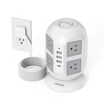 Torre Power Strip TESSAN com 8 tomadas AC, 4 portas USB, cabo de 10 pés Torre Power Strip TESSAN com 8 tomadas AC, 4 portas USB, cabo de 10 pés
