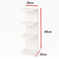 Torre Prateleira Estante MDF Multifuncional 85cm Sustentável Decoração Quarto Sala Cozinha Moderno - Branco