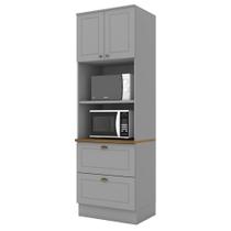 Torre Quente 2 Fornos Americana Cinza com Tampo Nature - Móveis