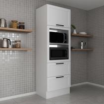 Torre Quente 2 Nichos para Forno e Microondas 70cm Grazi MDF Branco