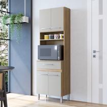 Torre Quente 4 Portas 1 Gaveta 1 Nicho para Forno Marrom/Teka/Off White Torre Quente 4 Portas 1 Gaveta 1 Nicho para Forno Marrom/Teka/Off White