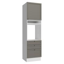 Torre Quente 60 cm 1 Porta 3 Gavetas Branco/Cinza Vik Madesa