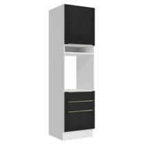 Torre Quente 60 cm 1 Porta 3 Gavetas Branco/Preto Lux Madesa