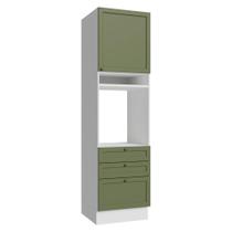 Torre Quente 60 cm 1 Porta 3 Gavetas Branco/Verde Vik Madesa