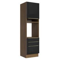 Torre Quente 60 Cm 1 Porta 3 Gavetas Rustic/preto Lux Madesa Rustic/preto