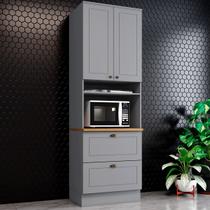 Torre Quente Americana 2 Portas 2 Gavetas 100% Mdf C350 Cinza/Nature - Henn