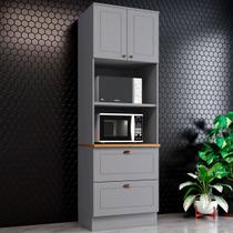 Torre Quente Americana 2 Portas 2 Gavetas 100% Mdf C351 Cinza/Nature - Henn