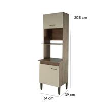 Torre Quente Armário de Cozinha 2 portas Balcão Moderno para Forno e Microondas Basculante Pés Ajustável 60cm