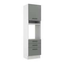 Torre Quente Armário de Cozinha 60 cm 1 Porta 3 Gavetas Branco/Cinza Agata Madesa