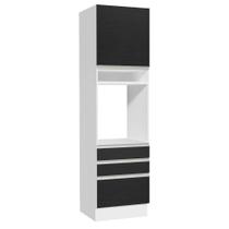 Torre Quente Armário de Cozinha 60 cm 1 Porta 3 Gavetas Branco/Preto Glamy Madesa