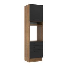 Torre Quente Armário de Cozinha 60 cm 1 Porta 3 Gavetas Rustic/Preto Agata Madesa