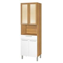 Torre Quente Burguesa MDF Com Portas de Vidro Marrom Freijó Branco