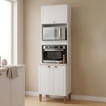 Torre Quente de Cozinha 3 Portas e 2 Nichos para Forno e Microondas Branco Nobre Torre Quente de Cozinha 3 Portas e 2 Nichos para Forno e Microondas Branco Nobre