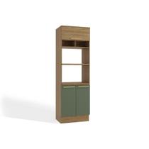 Torre Quente de Cozinha Paneleiro Botanic M627 2 Fornos c/ 3 Portas 70cm Nogueira/Verde Oliva - Kappesberg