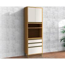 Torre Quente de Cozinha Paneleiro Tempranillo 1 Forno Nicho 2 Gavs 3 Ptas 70x230cm Amendoa/Off White - Ronipa