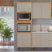 Torre Quente em MDF para Cozinha 70 cm Allure Marrom/Jequitibá/Gris Fosco