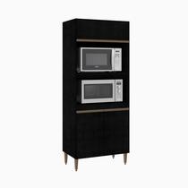 Torre Quente Forno e Microondas Para Cozinha Milão Menu Móveis Preto