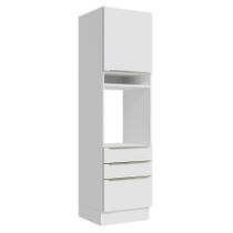 Torre Quente Madesa Lux 60 cm 1 Porta 3 Gavetas - Branco/Branco Veludo