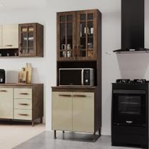 Torre Quente Modulada Com Vidro Para Forno Fidelitá Lisboa 70cm 4 Portas Noce/Off-White