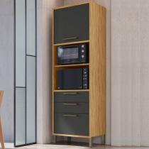 Torre Quente Syrah 2 Portas 2 Gavetas 100% Mdf Amêndoa/Chumbo - Rio Doce