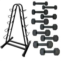 Torre Suporte + Halteres Sextavado de Ferro Fundido - Pares de 1 a 5Kg Torre Suporte + Halteres Sextavado de Ferro Fundido - Pares de 1 a 5Kg