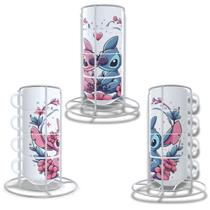 Torre Suporte Metal com 4 Xícaras Café 150ml Mosaico Stitch Torre Suporte Metal com 4 Xícaras Café 150ml Mosaico Stitch