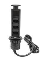 Torre Tomada 3 Elétrica 10A - Cozinha - Preto Preta Totem Multiplug Extensão Antichoque Retrátil Embutir Sobrepor em Mesa Bancada ou Móvel Torre Tomada 3 Elétrica 10A - Cozinha - Preto Preta Totem Multiplug Extensão Antichoque Retrátil Embutir Sobrepor em Mesa Bancada ou Móvel