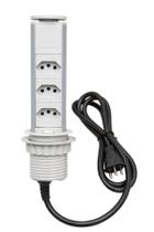 Torre Tomada 3 Elétrica 16A - Cozinha - Cinza Totem Multiplug Extensão Antichoque Choque Retrátil Embutir Sobrepor em Mesa Bancada ou Móvel Torre Tomada 3 Elétrica 16A - Cozinha - Cinza Totem Multiplug Extensão Antichoque Choque Retrátil Embutir Sobrepor em Mesa Bancada ou Móvel