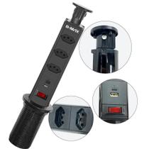 Torre Tomada de Embutir Retrátil 20A com USB e Tipo C Segurança e Praticidade