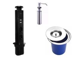 Torre Tomada Embutir 2 Tomadas + 2 Usb + Lixei 3l + Dosador Torre Tomada Embutir 2 Tomadas + 2 Usb + Lixei 3l + Dosador