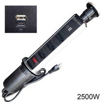 Torre tomada embutir retrátil mesa usb tipo c