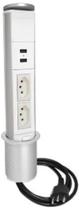 Torre Tomada Mini Totem Manual 2 Tomadas 20A + 2 Usb Branco