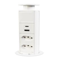 Torre Tomada Multiplug 2 Tomadas 20A + 2 USB Rápido - Branco