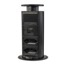 Torre Tomada Multiplug 2 Tomadas 20A + 2 USB Rápido - Preto