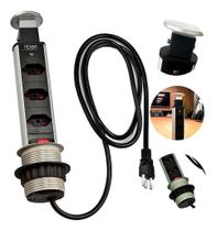 Torre Tomada Multiplug Retrátil Embutir Mesa Bivolt Prata - Renna
