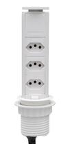 Torre Tomada Retrátil De Embutir 3 Elétrica 16A - Cozinha - Branco Totem Multiplug Extensão Sobrepor em Mesa Bancada ou Móvel Torre Tomada Retrátil De Embutir 3 Elétrica 16A - Cozinha - Branco Totem Multiplug Extensão Sobrepor em Mesa Bancada ou Móvel