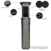 Torre Tomadas - 2 Tomadas - 4 USB - Carrega por indução - Com som