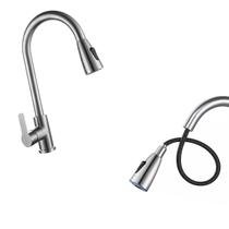 Torrneira Gourmet Monocomando Extensível Escovada Cozinha Aço Inox 304