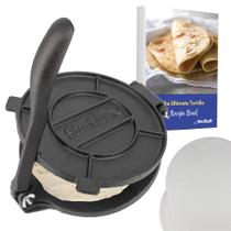 Tortilla Press StarBlue, ferro fundido de 8 polegadas com papel a óleo, 100 unidades Tortilla Press StarBlue, ferro fundido de 8 polegadas com papel a óleo, 100 unidades
