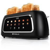 Tostadora Tesslux de 4 rebanadas con pantalla táctil y ranuras anchas de 3.8 cm, color negro
