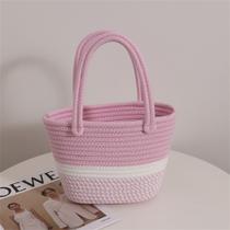 Tote Bag de Algodão Listrado Retrô - Mochila de Design de Nicho