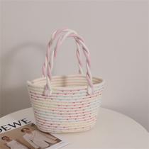 Tote Bag de Algodão Listrado Retrô - Mochila de Design de Nicho