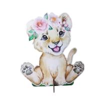 Totem de Mesa Safari Leão 25cm Displays Aniversário Mdf Adesivado