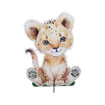 Totem de Mesa Safari Leopardo 25cm Displays Aniversário Mdf Adesivado