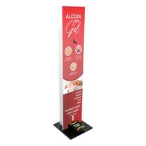 Totem Display Suporte Para Álcool Gel Dispenser Com Pedal Vermelho - ULTRA Móveis