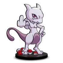 Totem Médio Boneco Pokémon Mewtwo 14cm + Base