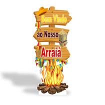 Totem Placa Display MDF Adesivado Pézinho Festa Junina Setas Placa 65cm Totem Placa Display MDF Adesivado Pézinho Festa Junina Setas Placa 65cm