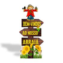 Totem Placa Display MDF Adesivado Pézinho Festa Junina Setas Placa 65cm Totem Placa Display MDF Adesivado Pézinho Festa Junina Setas Placa 65cm