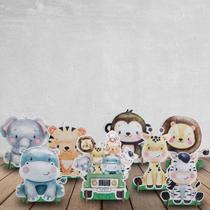 Totens de Mesa Safari Kit com 8 Displays Aniversário Mdf Adesivado Totens de Mesa Safari Kit com 8 Displays Aniversário Mdf Adesivado