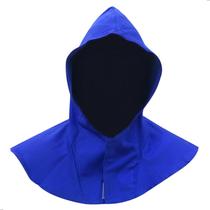 Touca Arabe em Brim Com Fechamento em Fixador de Contato Proteção Sol Soldador Azul Com Capuz Nuca - Brascamp - Proteloja